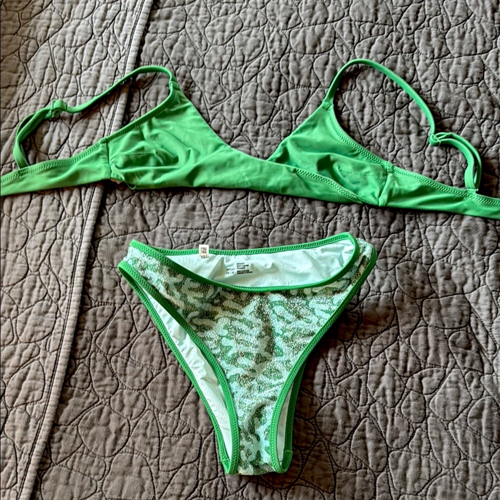 Green Shimmery Bikini Set